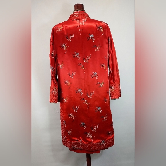 Authentic Vtg Asian Silk 2 Piece Robe & Dress - Picture 7 of 9